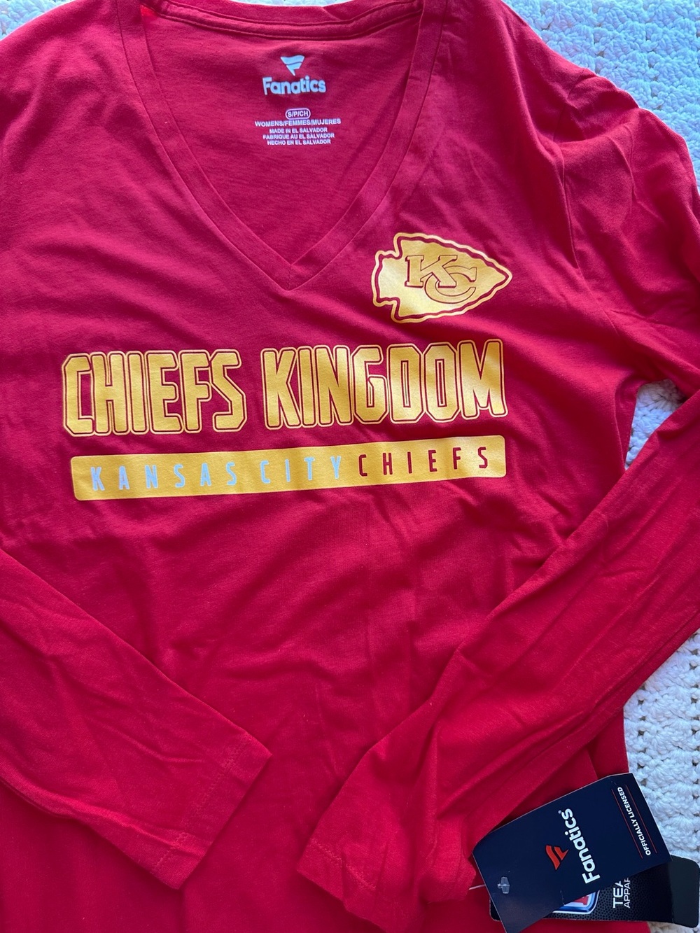 Fanatics Kansas City Chiefs Women’s Red 'Chiefs Kingdom' Long Sleeve Top, NWT, S